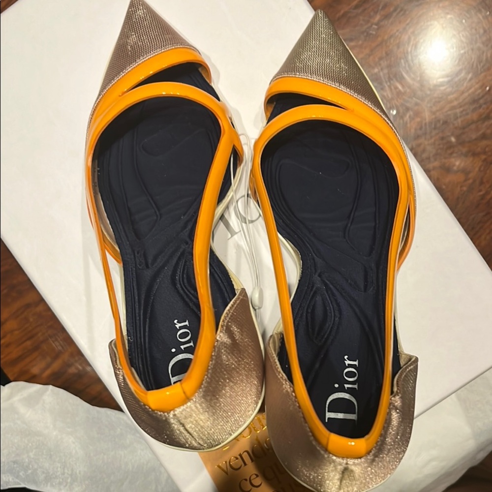 Dior Women's Gold and Orange Shoes